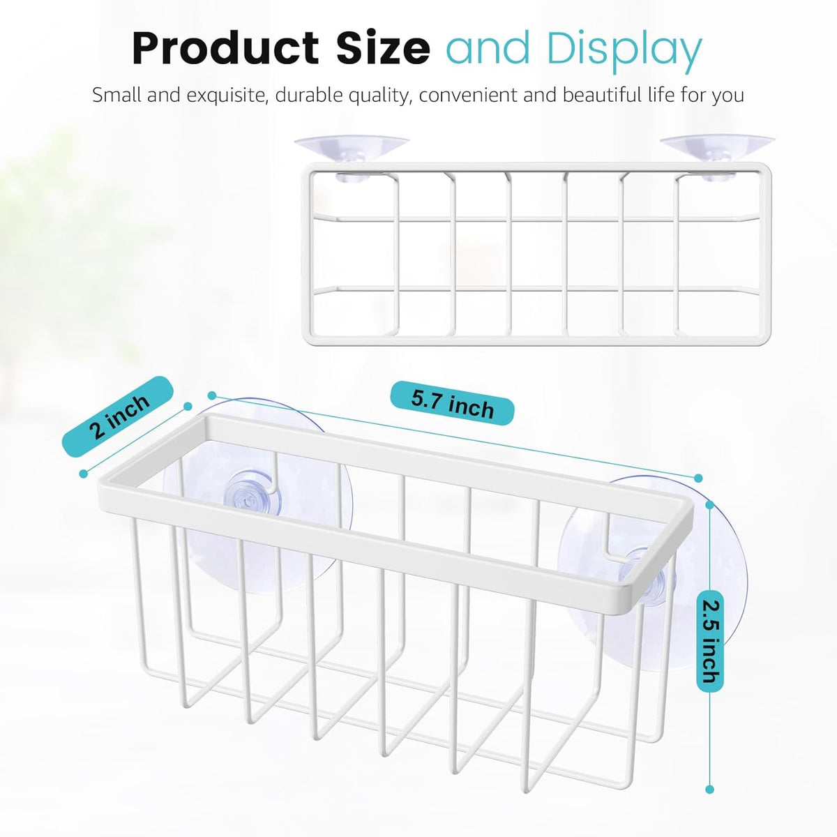 Sponge Holder for Kitchen Sink, Kitchen Sink Caddy -Mat Silver | Dish Soap Holder,Rustproof Kitchen Sink Organizer for Sponge, Brushes, Stoppers and Scrapers Storage Accessories