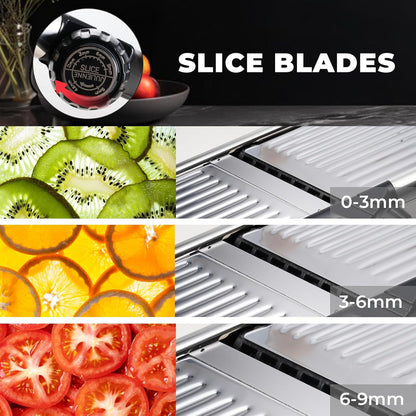 Adjustable Mandoline Slicer 5-in-1 Stainless Steel Vegetable Cutter with Ultra Sharp Blades, Julienne Slicer & Shredder for Potato, Onion