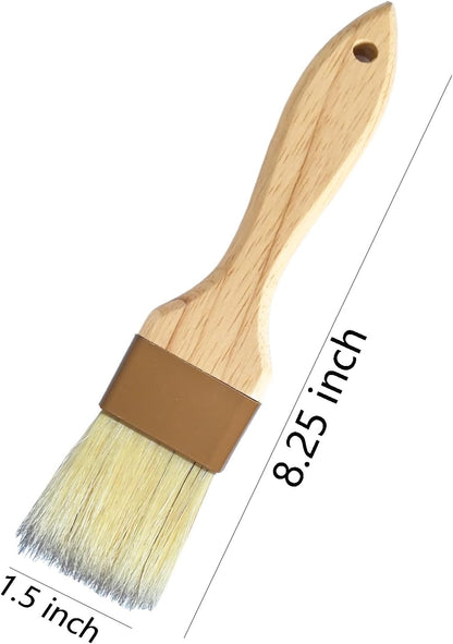 Pastry Basting Brush - Food Grade, Non-Shedding Natural Bristle, Heat Resistant Wooden Handle, Durable Kitchen Tool for Baking, Cooking, Butter, Egg Wash, Glazing, Oil, Sauce (Set of 2, 1.5", Blue)