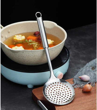 Stainless Steel Cooking Skimmer - Slotted Spoon for Straining, Ideal for Kitchen Use