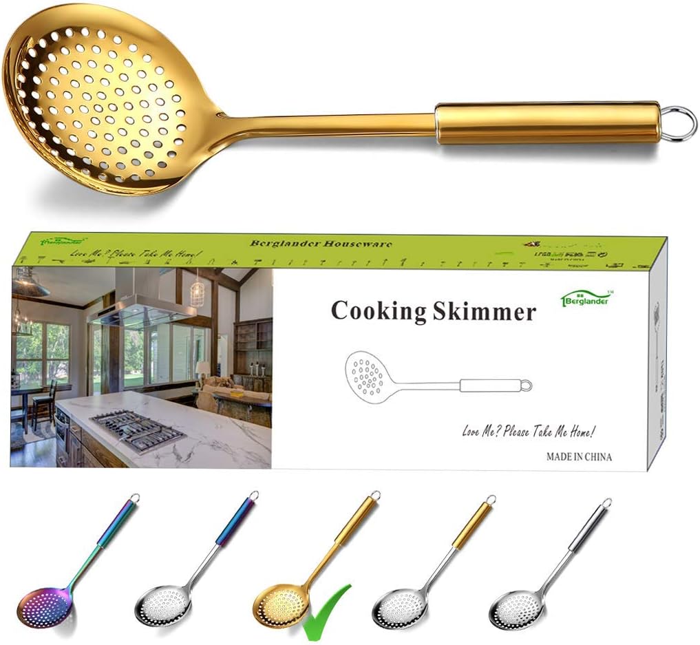 Stainless Steel Cooking Skimmer - Slotted Spoon for Straining, Ideal for Kitchen Use