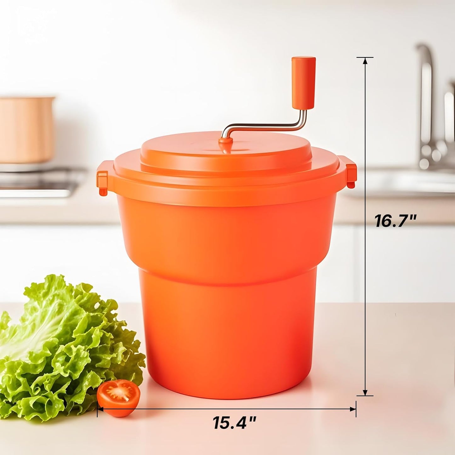 Commercial Salad Spinner 2.5 Gal / 10 Qt Heavy Duty Manual Lettuce Dryer with Stainless Steel Shaft, Large Capacity Vegetable Dryer Basket with Brake & Drain System for Restaurant Kitchen & Food Prep