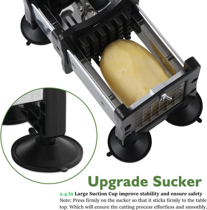 French Fry Cutter Potato Cutter Stainless Steel with 2 Size Durable Blades for Vegetables, Potato, Onions, Carrots, Cucumbers, Fruits, Apples