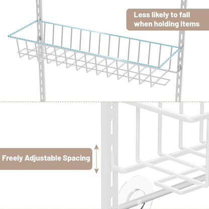 8-Tier Pantry Door Organizer, Black | Over The Door, Hanging Spice Rack Shelves, Home Office Laundry Room Bathroom & Kitchen, Storage Rack
