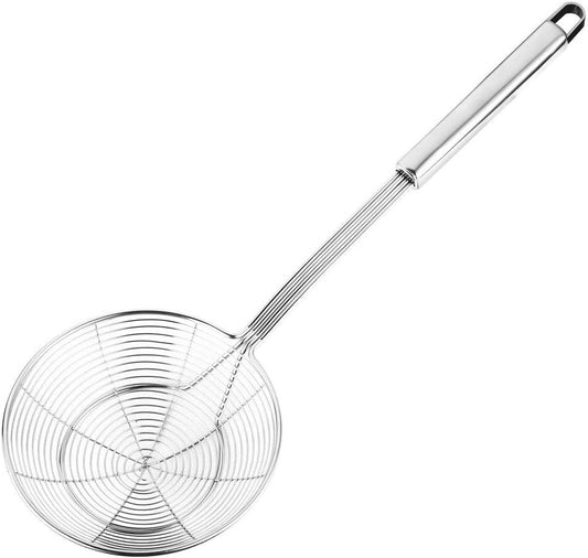 Stainless Steel Spider Strainer, 15.5 Inch Wire Mesh Asian Durable Large Skimmer Spoon with Long Handle,Kitchen Utensils,Spider Strainer for Pasta,Frying Food,Cooking,Skimming Grease and Foam