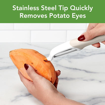 Vegetable Peeler with Ultra Sharp Stainless Steel Swivel Blade Non Slip Handle, Multi Functional Dishwasher Safe Kitchen Wide Ribbon Potato Peeler for Fruit Veggies Carrots Apples, Oatmeal