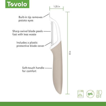 Vegetable Peeler with Ultra Sharp Stainless Steel Swivel Blade Non Slip Handle, Multi Functional Dishwasher Safe Kitchen Wide Ribbon Potato Peeler for Fruit Veggies Carrots Apples, Oatmeal