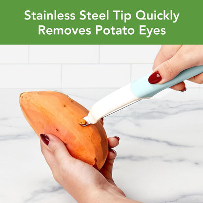 Vegetable Peeler with Ultra Sharp Stainless Steel Swivel Blade Non Slip Handle, Multi Functional Dishwasher Safe Kitchen Wide Ribbon Potato Peeler for Fruit Veggies Carrots Apples, Oatmeal