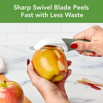 Vegetable Peeler with Ultra Sharp Stainless Steel Swivel Blade Non Slip Handle, Multi Functional Dishwasher Safe Kitchen Wide Ribbon Potato Peeler for Fruit Veggies Carrots Apples, Oatmeal