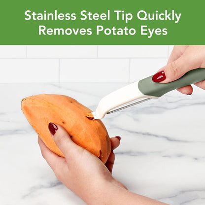 Vegetable Peeler with Ultra Sharp Stainless Steel Swivel Blade Non Slip Handle, Multi Functional Dishwasher Safe Kitchen Wide Ribbon Potato Peeler for Fruit Veggies Carrots Apples, Oatmeal