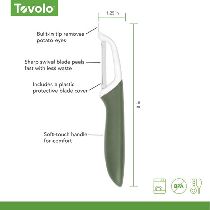 Vegetable Peeler with Ultra Sharp Stainless Steel Swivel Blade Non Slip Handle, Multi Functional Dishwasher Safe Kitchen Wide Ribbon Potato Peeler for Fruit Veggies Carrots Apples, Oatmeal