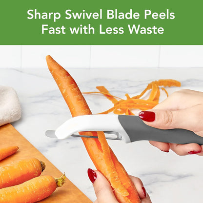 Vegetable Peeler with Ultra Sharp Stainless Steel Swivel Blade Non Slip Handle, Multi Functional Dishwasher Safe Kitchen Wide Ribbon Potato Peeler for Fruit Veggies Carrots Apples, Oatmeal