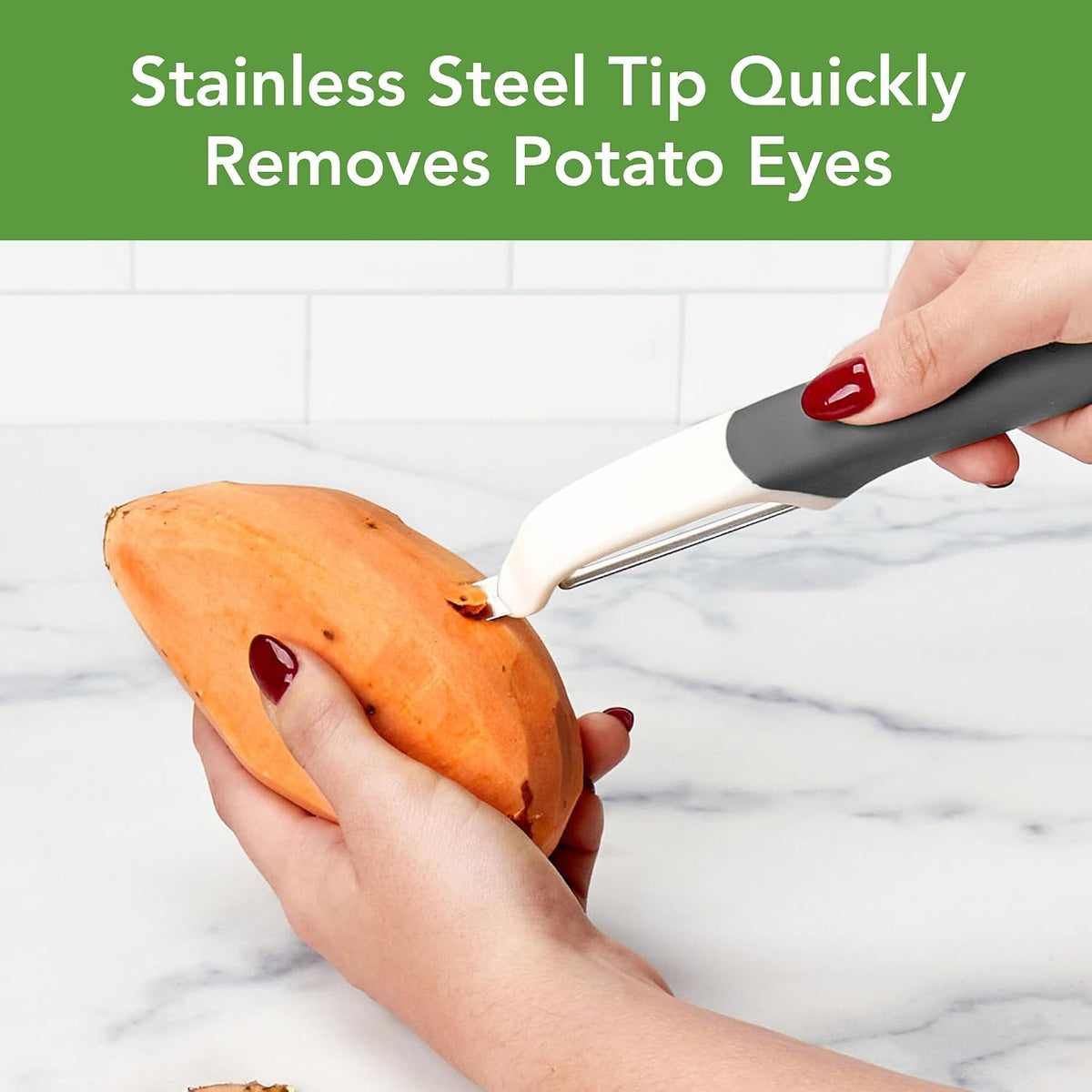 Vegetable Peeler with Ultra Sharp Stainless Steel Swivel Blade Non Slip Handle, Multi Functional Dishwasher Safe Kitchen Wide Ribbon Potato Peeler for Fruit Veggies Carrots Apples, Oatmeal
