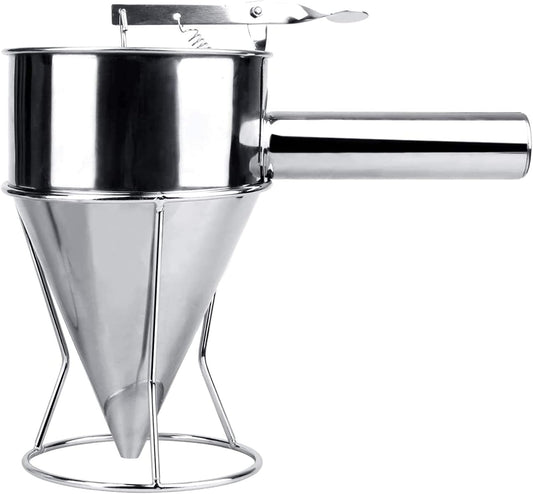 Stainless Steel Pancake Batter Dispenser, Funnel Dispenser with Stand for Takoyaki and Baking