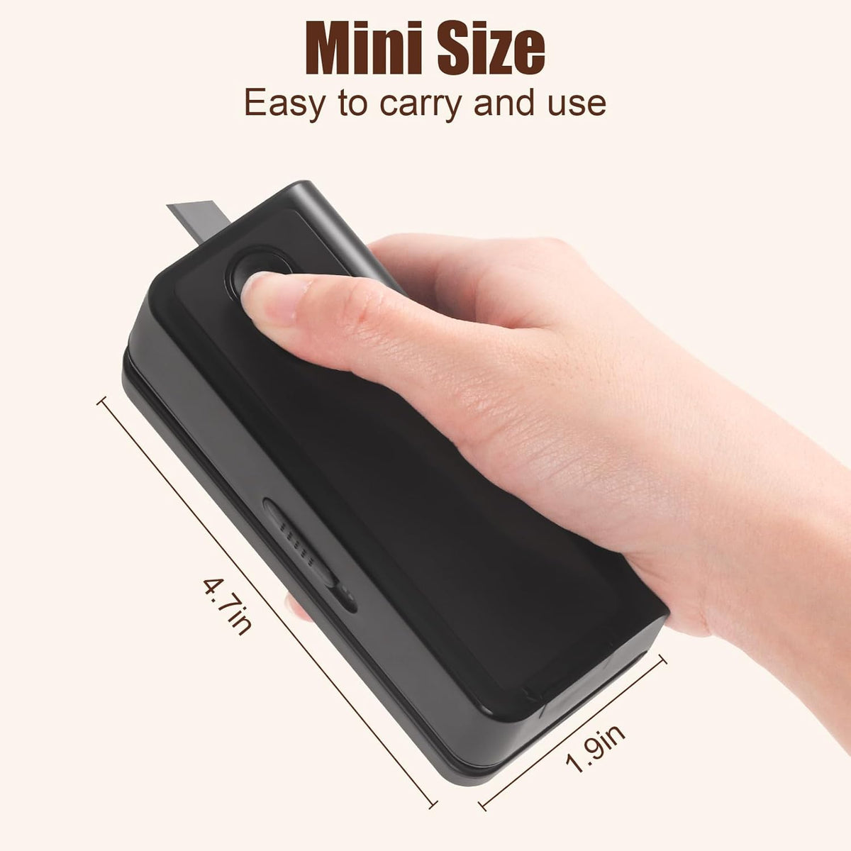 Mini Bag Sealer, 4.7" Potato Chip Bags Heat Sealer with LED Power Display & 9 Adjustable Gears, Capper Bag Reseal & Cutter, Rechargeable Sealing Machine Impulse For Snack Plastic Bag Mylar Cereal Bags