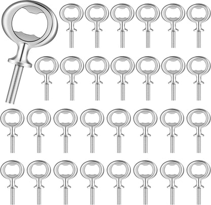 30 Pcs Metal Bottle Opener Insert Blank Bulk Kits DIY Parts, Silver