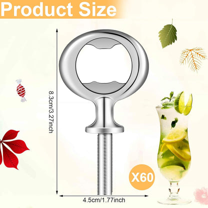 30 Pcs Metal Bottle Opener Insert Blank Bulk Kits DIY Parts, Silver