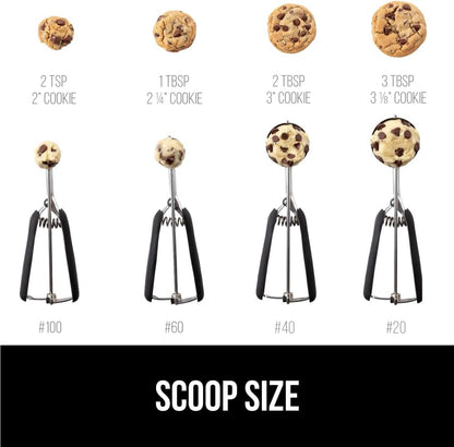 304 Stainless Steel Cookie Scoop, 1 TBSP Scooper, Black