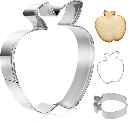 3.5 Inch Apple Cookie Cutter, Fruit Cookie Cutters, Stainless Steel | Apple Shapes, Biscake Cutter, for Graduation Fall Thanksgiving Back to School Themed Mold