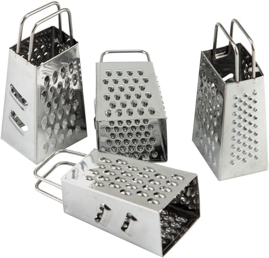 Mini Box Cheese Graters Set of 4, Stainless Steel Grater for Ginger, Garlic, Lemon, Potato, Chocolate, Vegetables (2.3 * 1.38inch)