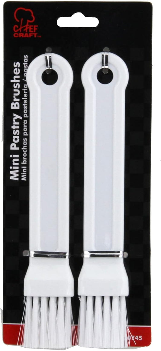 Select Plastic Mini Pastry Brush, 7 inches in length 1 inch width 2 piece set, White