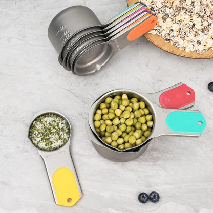 Magnetic Measuring Cups Set of 5, Stainless Steel Nesting Measuring Cups with Easy to Read Markings, Kitchen Gadgets for Cooking & Baking