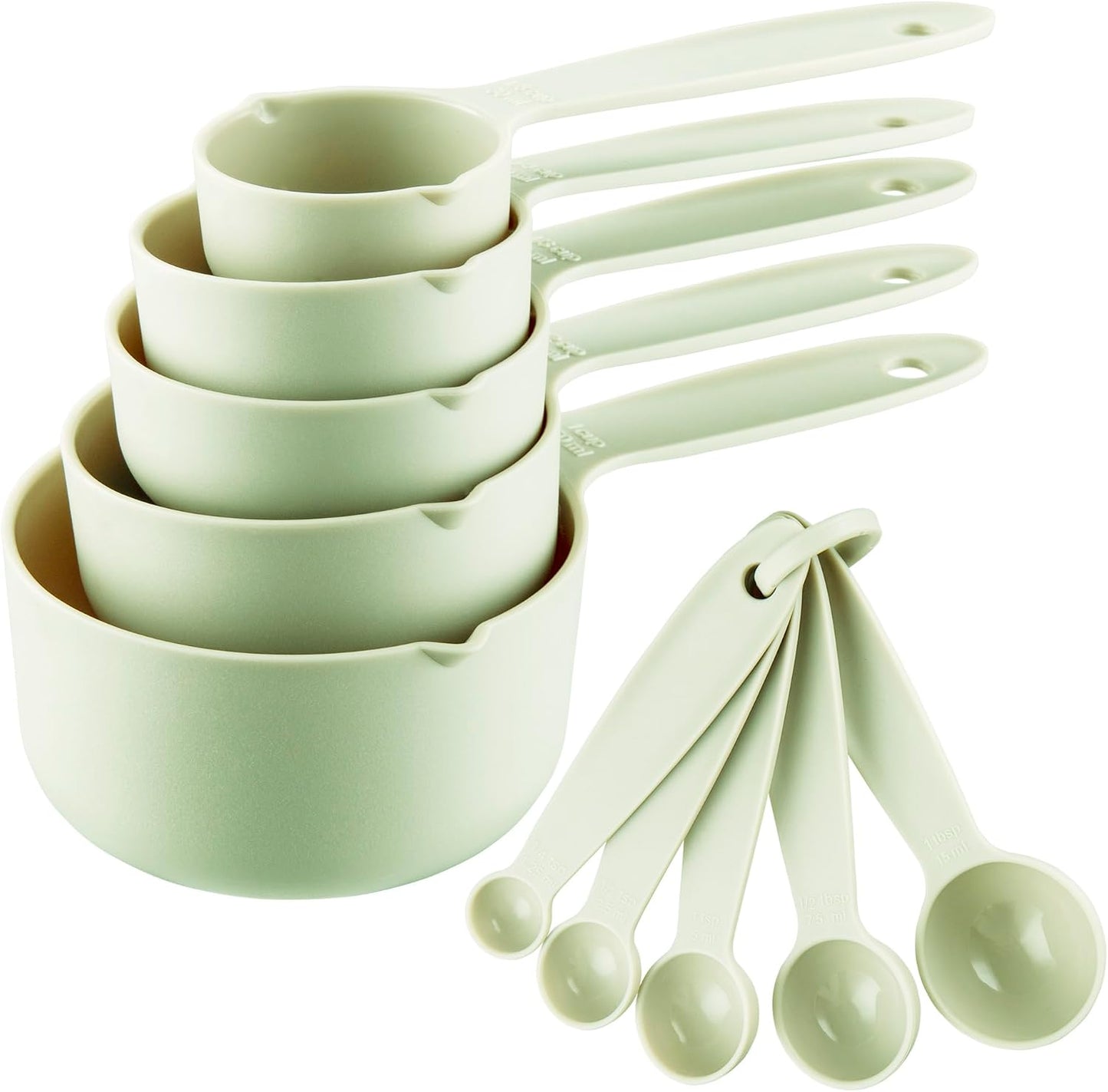 Plastic Measuring Cups and Spoons Set 10, Kids Measuring Cups and Spoons Set for Kitchen & Baking, Engraved US & Metric Plastic Measuring Cup & Spoons for Cooking Measure Use Pink