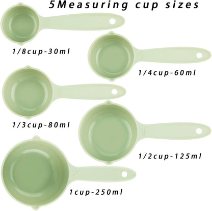 Plastic Measuring Cups and Spoons Set 10, Kids Measuring Cups and Spoons Set for Kitchen & Baking, Engraved US & Metric Plastic Measuring Cup & Spoons for Cooking Measure Use Pink