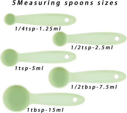 Plastic Measuring Cups and Spoons Set 10, Kids Measuring Cups and Spoons Set for Kitchen & Baking, Engraved US & Metric Plastic Measuring Cup & Spoons for Cooking Measure Use Pink