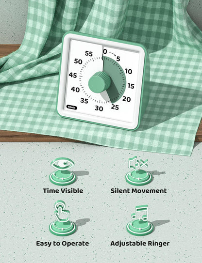 LIORQUE Visual Timer for Kids, 60 Minute Countdown Timer, Green