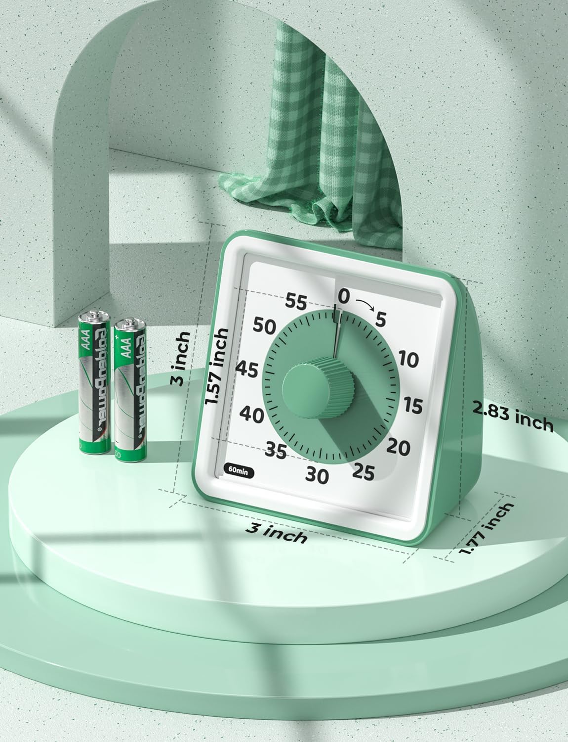 LIORQUE Visual Timer for Kids, 60 Minute Countdown Timer, Green