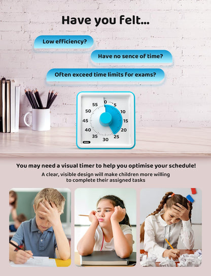LIORQUE Visual Timer for Kids, 60 Minute Countdown Timer, Green