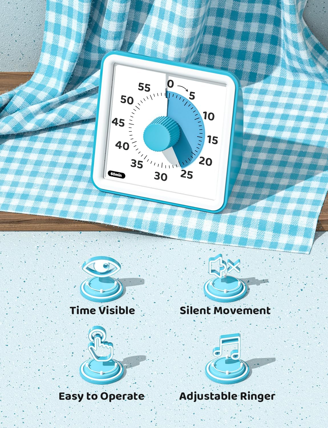LIORQUE Visual Timer for Kids, 60 Minute Countdown Timer, Green