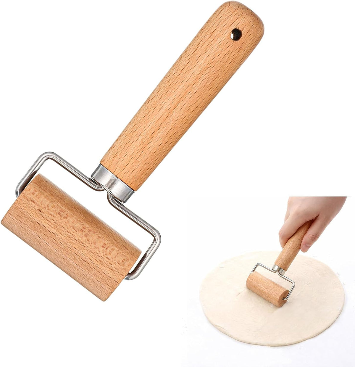 Wooden Rolling Pin, Wooden Dough Roller, Small Rolling Pin (6 Inch)