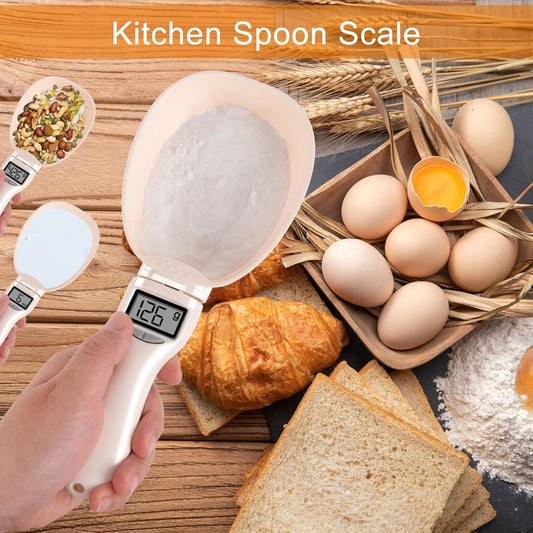 Digital Measuring Spoon, Weighing Food Measuring Scoop Scale, LCD Electronic Food Scale for Kitchen Gadget, Baking Cooking Coffee, Pet Dog Cat Food, High Precision Grams Measuring Cup, Mom Dad Gifts