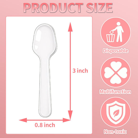 500 Pcs 3" Mini Sample Spoons, Small Tasting Spoons, Mini Plastic Spoons, Mini Disposable Spoons for Desserts, Appetizer, Ice Cream, Parties