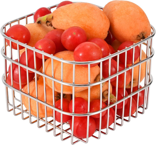 304SS Fruit Basket 1.5L Kitchen Storage Colander Produce Holder | 304 stainless steel, rust-resistant, breathable mesh, quick drainage, versatile countertop organizer, compact modern, durable