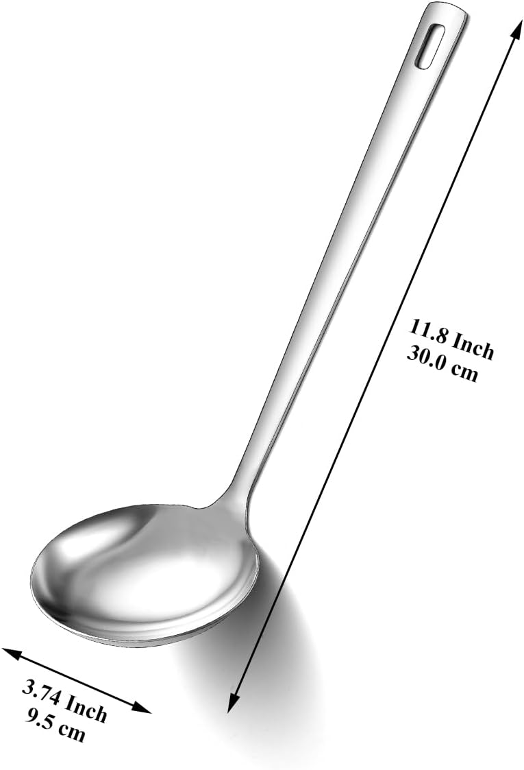 Stainless Steel Soup Ladle, 11.8" Durable Ladel Spoon for Serving or Cooking, Dishwasher Safe, Durable & Rust-Resistant Cooking Utensil