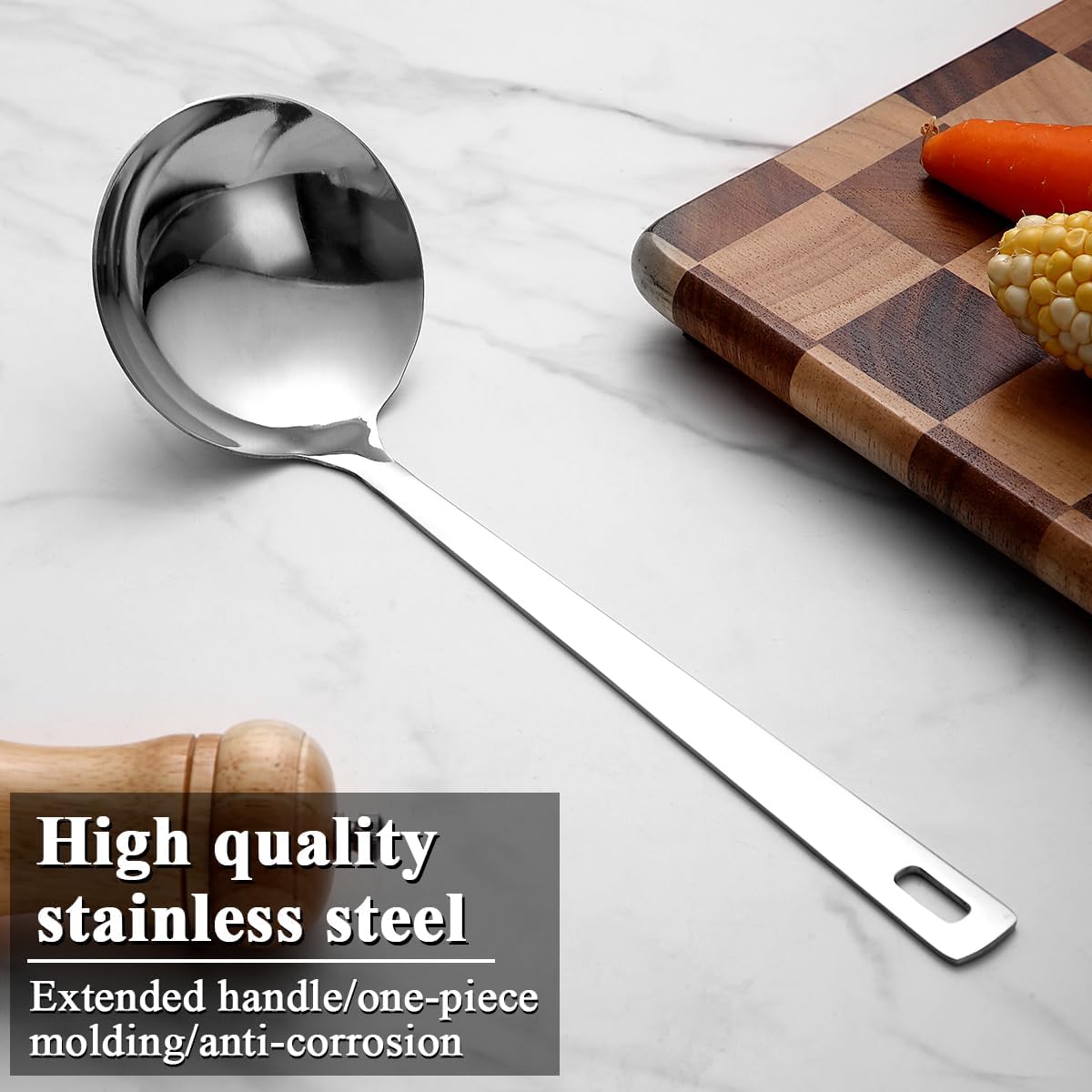 Stainless Steel Soup Ladle, 11.8" Durable Ladel Spoon for Serving or Cooking, Dishwasher Safe, Durable & Rust-Resistant Cooking Utensil