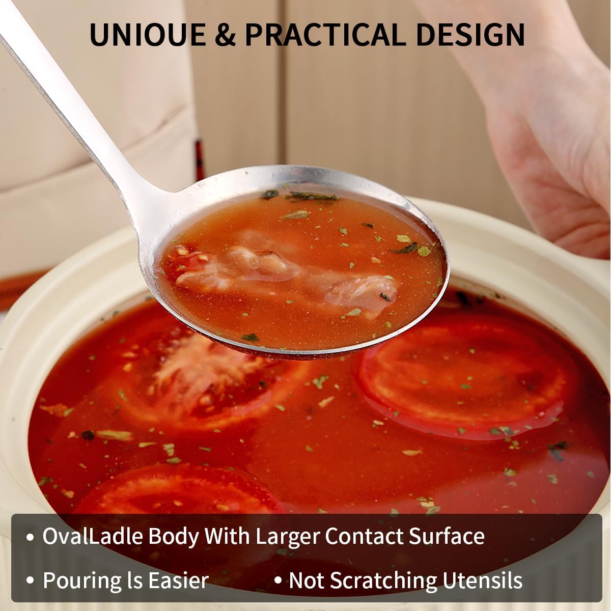 Stainless Steel Soup Ladle, 11.8" Durable Ladel Spoon for Serving or Cooking, Dishwasher Safe, Durable & Rust-Resistant Cooking Utensil