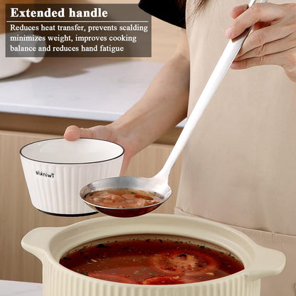 Stainless Steel Soup Ladle, 11.8" Durable Ladel Spoon for Serving or Cooking, Dishwasher Safe, Durable & Rust-Resistant Cooking Utensil
