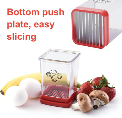 Fruit Slicer Cup 2 Pack Stainless Steel Cutter for Strawberry Banana Grape Boiled Egg Compact Kitchen Gadget for Quick Food Prep