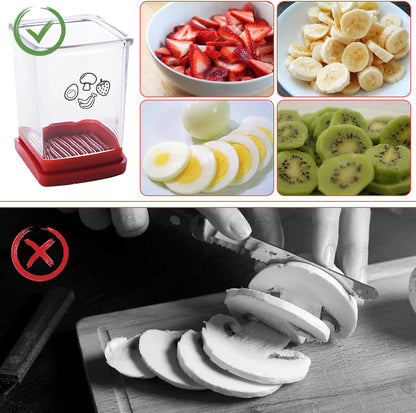 Fruit Slicer Cup 2 Pack Stainless Steel Cutter for Strawberry Banana Grape Boiled Egg Compact Kitchen Gadget for Quick Food Prep
