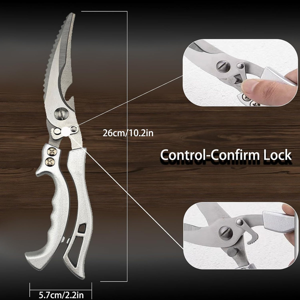 Heavy Duty Kitchen Scissors, Stainless Steel Poultry Shears with Safety Lock Dishwasher Safe, Multi-Purpose Poultry Bone & Fish Scaling Shears, Bottle Opener for Meat, Vegetable, Turkey