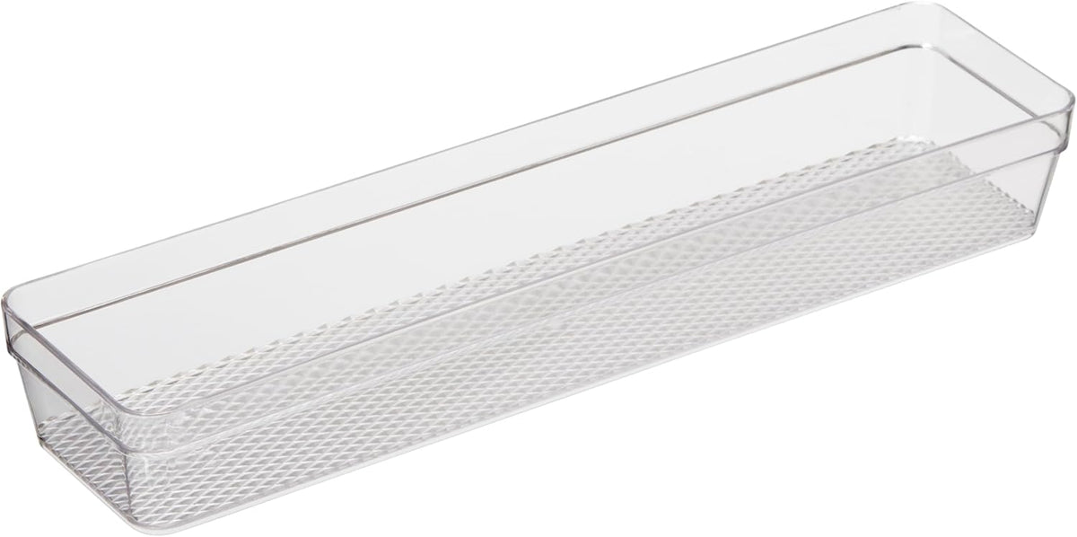 Clear Drawer Organizer - 3" X 12.5" - Ideal for Organizing Kitchen Drawers, Office, Desk, Silverware, Kitchen Utensils, Cosmetics and Bathrooms