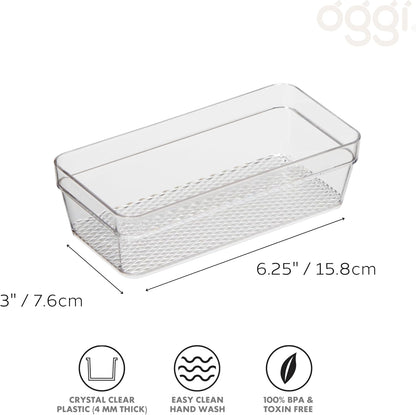 Clear Drawer Organizer - 3" X 12.5" - Ideal for Organizing Kitchen Drawers, Office, Desk, Silverware, Kitchen Utensils, Cosmetics and Bathrooms