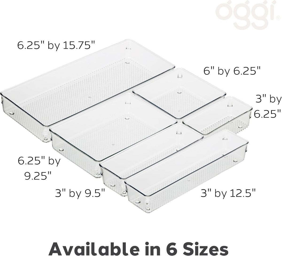 Clear Drawer Organizer - 3" X 12.5" - Ideal for Organizing Kitchen Drawers, Office, Desk, Silverware, Kitchen Utensils, Cosmetics and Bathrooms