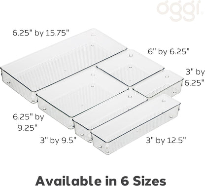 Clear Drawer Organizer - 3" X 12.5" - Ideal for Organizing Kitchen Drawers, Office, Desk, Silverware, Kitchen Utensils, Cosmetics and Bathrooms