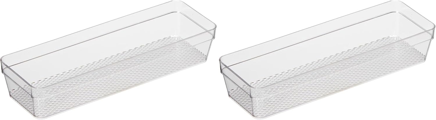 Clear Drawer Organizer - 3" X 12.5" - Ideal for Organizing Kitchen Drawers, Office, Desk, Silverware, Kitchen Utensils, Cosmetics and Bathrooms