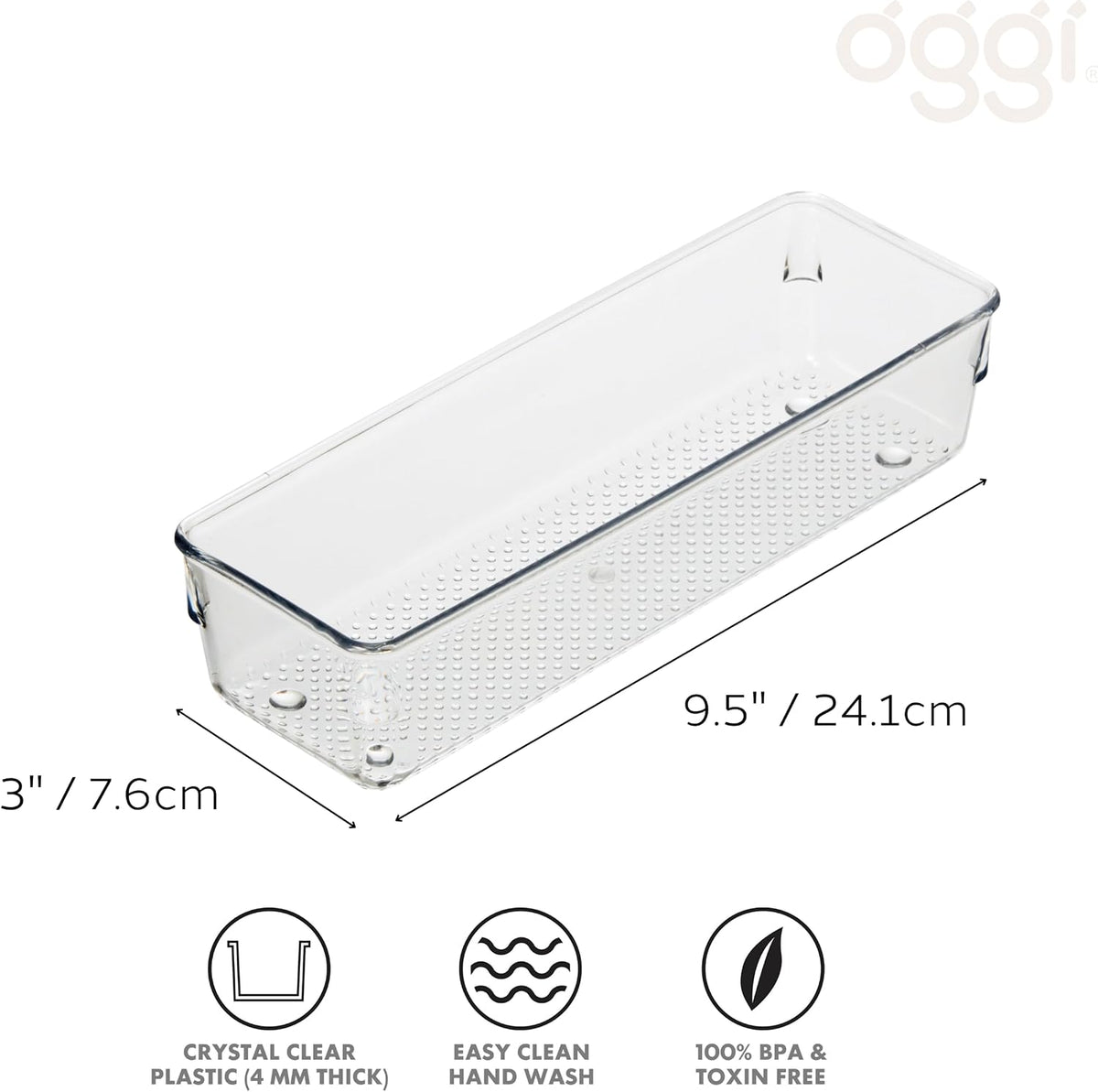 Clear Drawer Organizer - 3" X 12.5" - Ideal for Organizing Kitchen Drawers, Office, Desk, Silverware, Kitchen Utensils, Cosmetics and Bathrooms